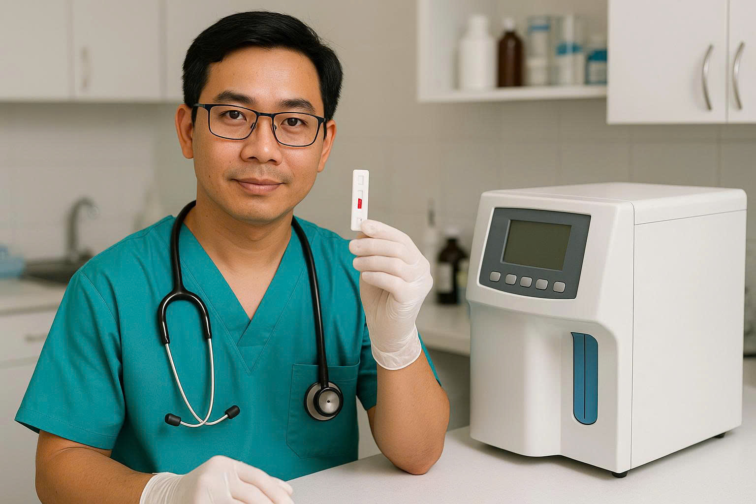 Bác sĩ thú y thực hiện test nhanh FIP, Parvo, Care cho chó mèo