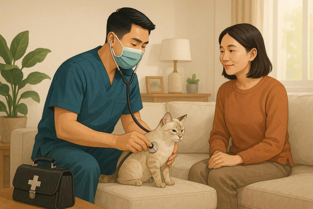 Bác sĩ Thú Y 215 đang khám cho thú cưng tại nhà